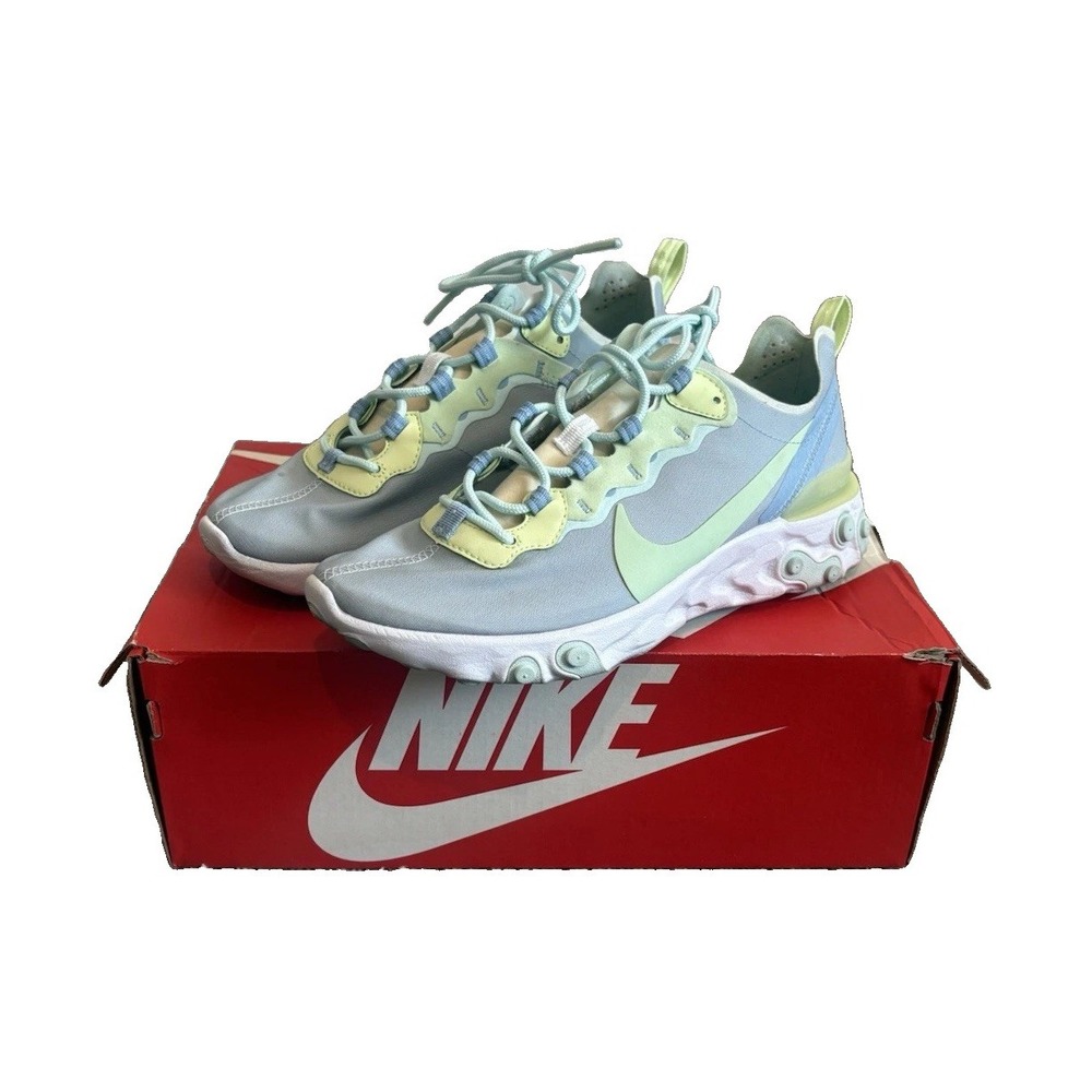 Nike React Element 55 Frosted Spruce White Blue Green Running Shoe Sz 8.5 BQ2728